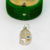 Sterling Silver Rennie Macintosh Style Topaz Set Charm Pendant Vintage c1970