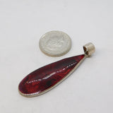 Sterling Silver Large Abalone Drop Charm Pendant Vintage c1970