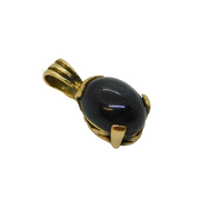 9ct Yellow Gold & Cat's Eye Set Drop Pendant Vintage c1970s