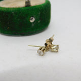 9ct Yellow Gold & Paste Set Stud Earrings Vintage c1970