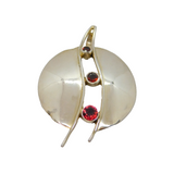Sterling Silver Triple Graduating Garnet Modernist Studio Pendant Vintage c1970s