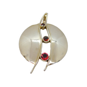 Sterling Silver Triple Graduating Garnet Modernist Studio Pendant Vintage c1970s