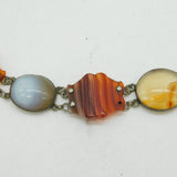 19th Century Scottish Sterling Silver & Agate Panel Bracelet Antique c1860s