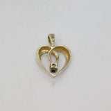 Sterling Silver Sapphire Open Heart Form Charm Pendant Vintage c1970s