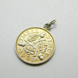 Sterling Silver Authentic Threepence Charm Pendant 1931