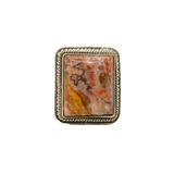Sterling Silver Polished Jasper Boho Statement Ring Modern c1990 Size N 1/2