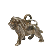 Sterling Silver Cast Lion Charm Pendant Vintage c1970