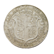 King Edward VII .925 Silver Half Crown Coin Antique 1909 Fine Condition