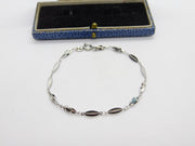 Sterling Silver Swirl Form Dazzling Bracelet Vintage c1990 7" Length