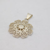 Sterling Silver Filigree Flower Charm Pendant Vintage c1970