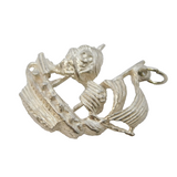 Sterling Silver Sailing Ship Charm Pendant Vintage c1970