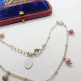 Sterling Silver Charm Bracelet with Colourful Glass Beads & Leaf c1980 Vintage