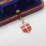 Sterling Silver and Enamel Lugano Travel Shield Charm Pendant Vintage c1970