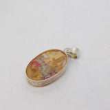 Sterling Silver Resin Set Flower Drop Pendant Vintage c1970