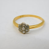Victorian 18ct Yellow Gold & Diamond Daisy Floral Cluster Ring Antiuqe