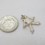 Sterling Silver Clown Jester Charm Pendant Vintage c1970s