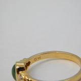 9ct Yellow Gold, Cabochon Tourmaline & White Sapphire Dress Ring Vintage c1990