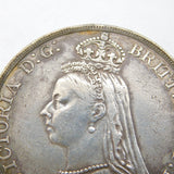 Queen Victoria .925 Silver Jubilee Head Crown Coin Antique 1889 Fine-VF