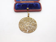 Sterling Silver Gilt Floral Large Drop Charm Pendant Vintage c1970