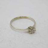 Sterling Silver CZ Solitiare Engagement Band Ring Modern c1990 Size R 1/2