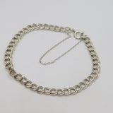 Sterling Silver Double Curb Chain Bracelet With Safety Chain Vintage c1990's
