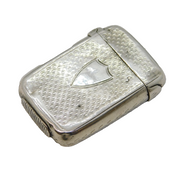 Victorian Sterling Silver Shield Cartocuhe Vesta Case Antique 1880 Birmingham