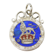 King Edward VII Sterling Silver Enamel Shilling Coin Pendant Antique 1910