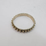 950 Silver Flower Repeat Pattern Dress Band Ring Vintage c1970 Size O