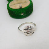 Sterling Silver Leaf Pattern Band Ring Vintage c1970 Size Q 1/2 UK