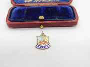 Sterling Silver and Enamel Dawlish Travel Shield Charm Pendant Vintage c1970