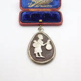 Large Victorian Sterling Silver Mounted African Fertility Pendant c1900 Antique