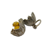 Sterling Silver Enamel Chick in the Egg Opening Charm Pendant Vintage c1970s