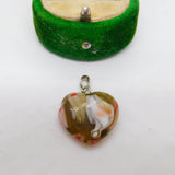 Sterling Silver Millefiori Glass Heart Charm Pendant Vintage c1970