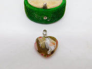 Sterling Silver Millefiori Glass Heart Charm Pendant Vintage c1970