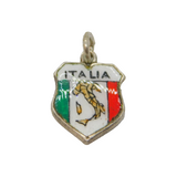 .800 Silver 'Italia' Enamel Shield Travel Souvenir Charm Vintage c1970s