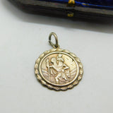 Sterling Silver St Christopher Bordered Charm Pendant Vintage c1970