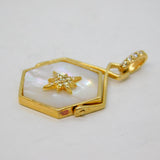 Sterling Silver Gilt, Crystal & Pearl Set Spinner Charm Pendant Vintage c1970s