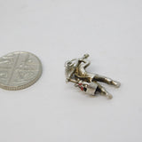 Sterling Silver Oriental Farmer Charm Pendant Vintage c1970