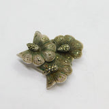 Sterling Silver Marcasite Deco Style Floral Brooch Pin Contemporary c1990