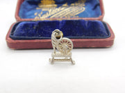 Sterling Silver Spinning Wheel Charm Pendant Vintage c1970