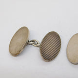 Mid-Century Pair of Sterling Silver Lined Pattern Cufflinks Vintage Birmingham