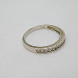 Sterling Silver 12 White Topaz Half Eternity Band Ring Modern c1990 Size N 1/2