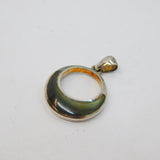 Sterling Silver Natural Shell Open Circle Pendant Contemporary c1990s