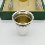 20th Century Boxed Silver Plated Goblet & Cutlery Gift Set Antique c1920