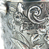 Victorian Sterling Silver Flower & Bird Pattern Mug Tankard Antique 1890 London