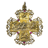 Austro-Hungarian Sterling Silver Gilt & Ruby 'Ulrich Cross' Pendant Antique