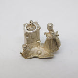 Sterling Silver Dog Begging for Food Opening Charm Pendant Vintage c1970