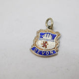 Sterling Silver Enamel Devon Shield Charm Pendant Vintage c1970
