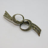 Sterling Silver Art Deco Marcasite Double Comet Form Brooch Pin Antique c1930