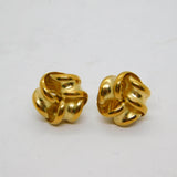 Pair of 9ct Yellow Gold Knot Stud Earrings Vintage c1970s